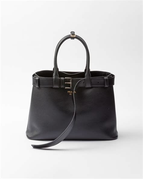 prada buckle leather handbag.